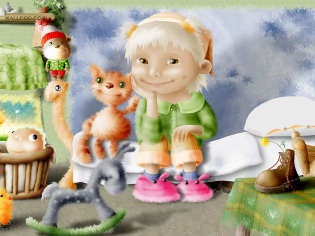 Обои картинки фото рисованные, дети