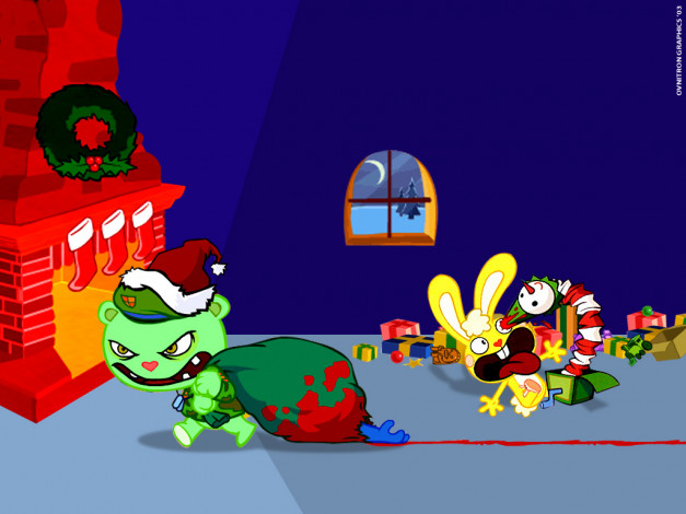 Обои картинки фото мультфильмы, happy, tree, friends