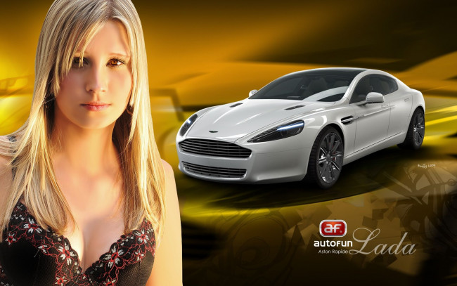Обои картинки фото aston, martin, rapide, автомобили, авто, девушками