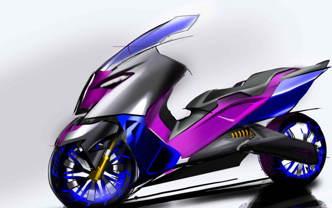 Обои картинки фото мотоциклы, рисованные, моторолеры