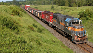 Картинка техника поезда грузовой состав рельсы локомотив вагоны железная дорога