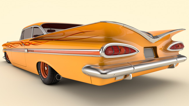 Обои картинки фото автомобили, 3д, impala, chevrolet, 1959