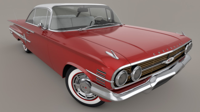 Обои картинки фото автомобили, 3д, impala, chevrolet, 1960