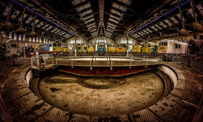 Обои картинки фото техника, другое, локомотивы, поворотный, круг, депо