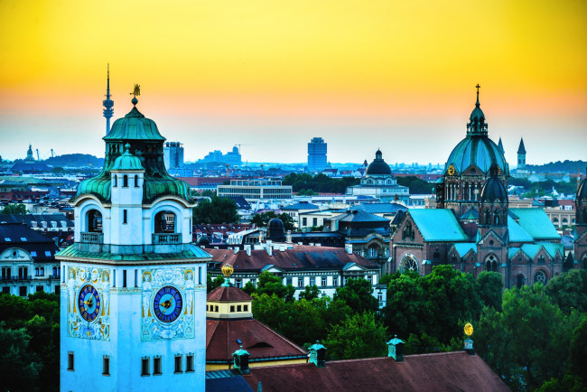 Обои картинки фото мюнхен, германия, города, панорамы, крыши