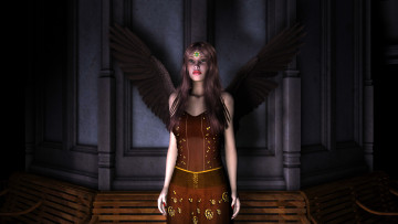 Картинка 3д+графика ангел+ angel фон взгляд девушка