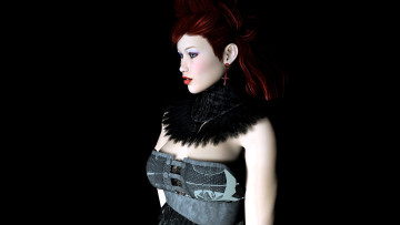 Картинка 3д+графика люди+ people девушка взгляд фон рыжая