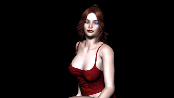 Картинка 3д+графика люди+ people девушка взгляд рыжая фон