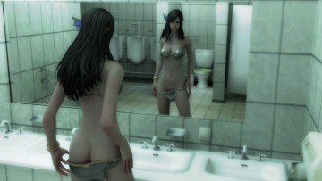 Картинка 3д+графика люди+ people взгляд девушка зеркало фон