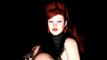 Картинка 3д+графика портрет+ portraits девушка взгляд фон рыжая