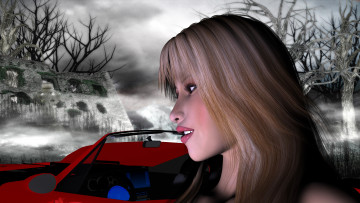 Картинка 3д+графика портрет+ portraits девушка взгляд фон