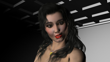 Картинка 3д+графика портрет+ portraits фон взгляд девушка