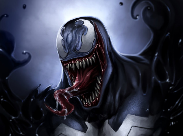 Обои картинки фото рисованное, комиксы, venom, eddie, brock, symbiote, язык