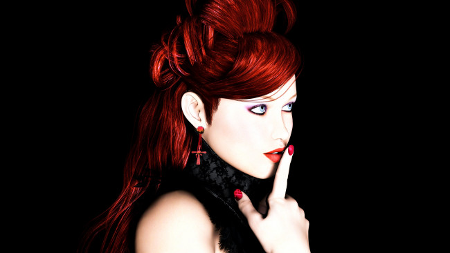 Обои картинки фото 3д графика, портрет , portraits, девушка, взгляд, фон, рыжая