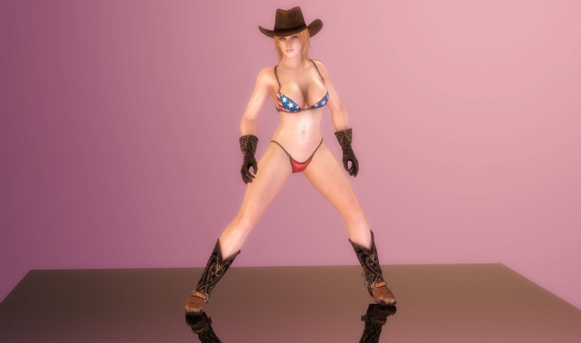 Обои картинки фото 3д графика, аниме , anime, купальник, девушка, сапоги, шляпа, фон, взгляд
