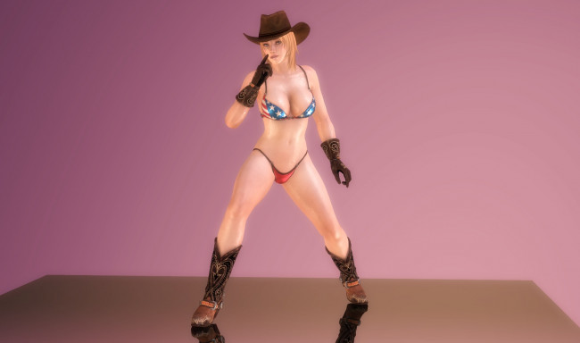 Обои картинки фото 3д графика, аниме , anime, сапоги, шляпа, купальник, фон, взгляд, девушка