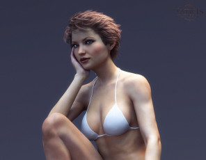 Картинка 3д+графика люди+ people девушка взгляд фон