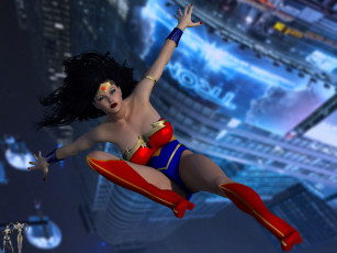 Картинка 3д+графика фантазия+ fantasy девушка взгляд фон супермен