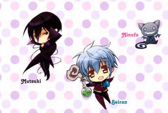 Картинка аниме kiss+of+rose+princess котенок черный голубые волосы ninufa mutsuki kurama seiran asagi kiss of rose princess aya shouoto art