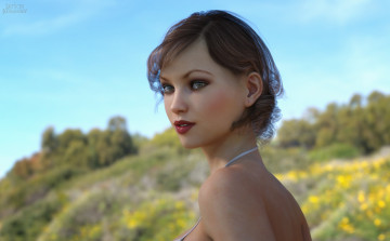 Картинка 3д+графика портрет+ portraits девушка взгляд фон