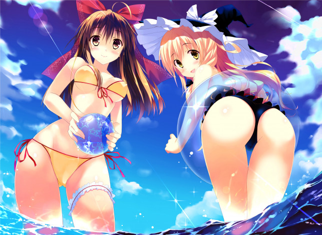 Обои картинки фото аниме, unknown,  другое, шар, девушки