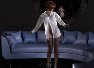 Картинка 3д+графика люди+ people девушка взгляд фон