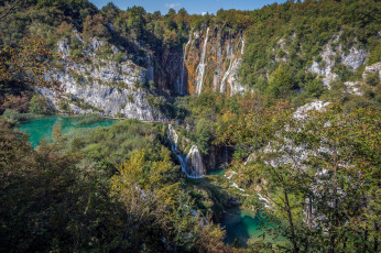 Картинка природа водопады лес река водопад
