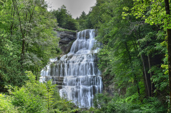 Картинка природа водопады лес река водопад