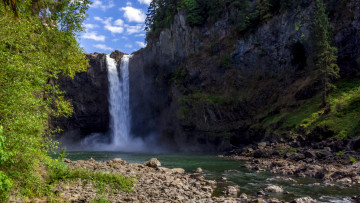 Картинка природа водопады лес река водопад