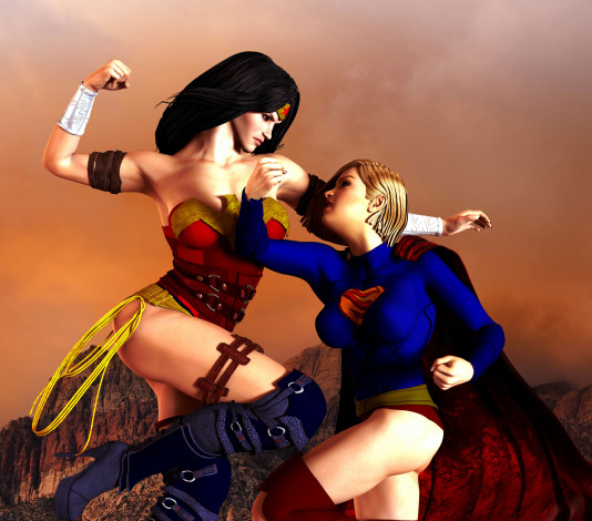 Обои картинки фото 3д графика, фантазия , fantasy, взгляд, фон, девушки