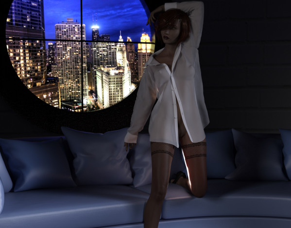 Обои картинки фото 3д графика, люди , people, взгляд, фон, девушка