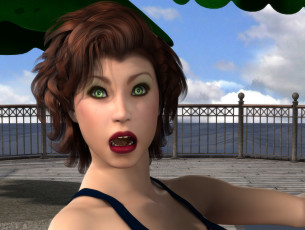 Картинка 3д+графика портрет+ portraits фон взгляд девушка