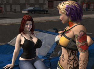 Картинка 3д+графика люди+ people девушки взгляд фон тату