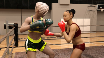 Картинка 3д+графика спорт+ sport бокс ринг фон взгляд девушки