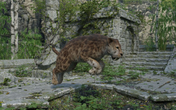 Картинка 3д+графика животные+ animals saber-toot tiger