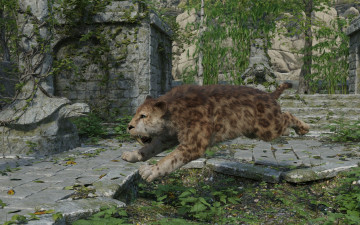 обоя 3д графика, животные , animals, tiger, saber-toot