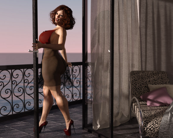 Обои картинки фото 3д графика, люди , people, фон, взгляд, девушка