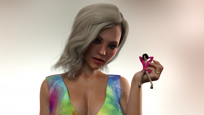 Обои картинки фото 3д графика, фантазия , fantasy, фон, взгляд, девушка