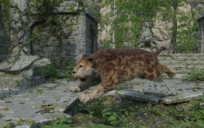 Обои картинки фото 3д графика, животные , animals, tiger, saber-toot