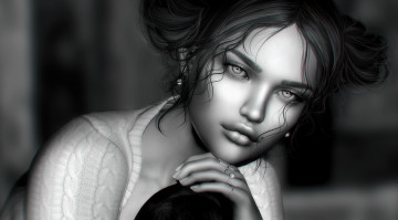 Картинка 3д+графика портрет+ portraits взгляд прическа девушка