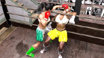 Картинка 3д+графика спорт+ sport бокс ринг фон взгляд девушки