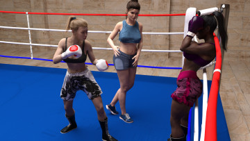 обоя 3д графика, спорт , sport, бокс, ринг, фон, взгляд, девушки