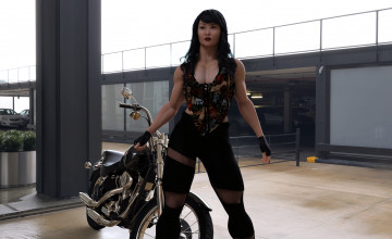 Картинка 3д+графика люди-авто мото+ people-+car+ +moto фон взгляд девушка