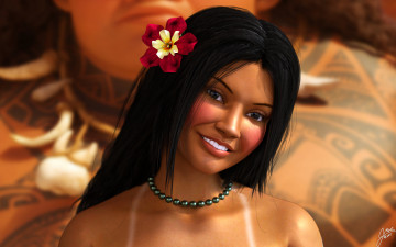 Картинка 3д+графика портрет+ portraits взгляд девушка фон