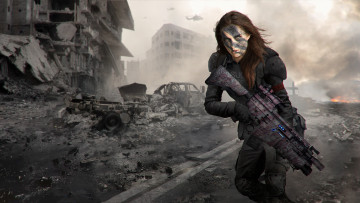 Картинка 3д+графика армия+ military раскрасска дом автомат форма фон девушка