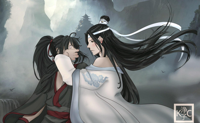 Обои картинки фото аниме, mo dao zu shi, лань, ванцзи, вэй, усянь, горы, молчание