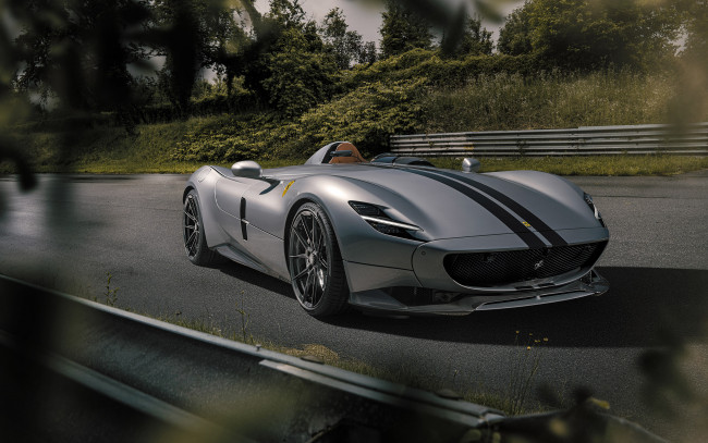 Обои картинки фото автомобили, ferrari, 2020, novitec, monza, sp1, 4k, вид, спереди, экстерьер, родстер, серебряный, купе, гоночный, автомобиль, итальянские, суперкары, феррари