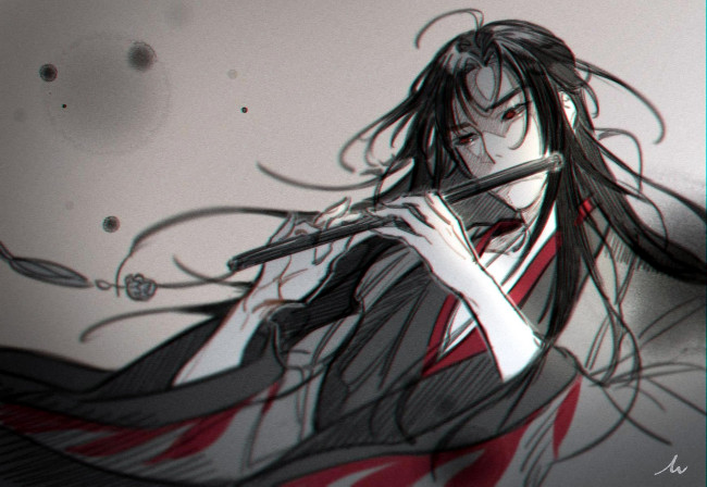 Обои картинки фото аниме, mo dao zu shi, вэй, усянь, флейта