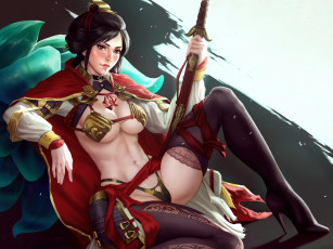 Картинка total+war +three+kingdoms видео+игры девушка фон униформа катана