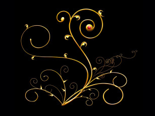 обоя векторная графика, -графика , graphics, черный, фон, растение, завиток